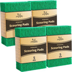 Green Sustainable 20 Pack Cleaning Scour Pads by Avant Grub. Powerful Stain Remover for Cookware. Easily Remove Grease and Residues. Eco-Friendly Solution for Kitchen Cleaning.