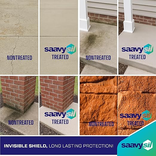 Silane Siloxane Penetrating Concrete Sealer – Half Gallon Makes 1 Gallon – Eco-Friendly - Water-Based Waterproof Protection for Indoor/Outdoor Concrete, Masonry, Brick, Pavers & Stone – Clear Finish