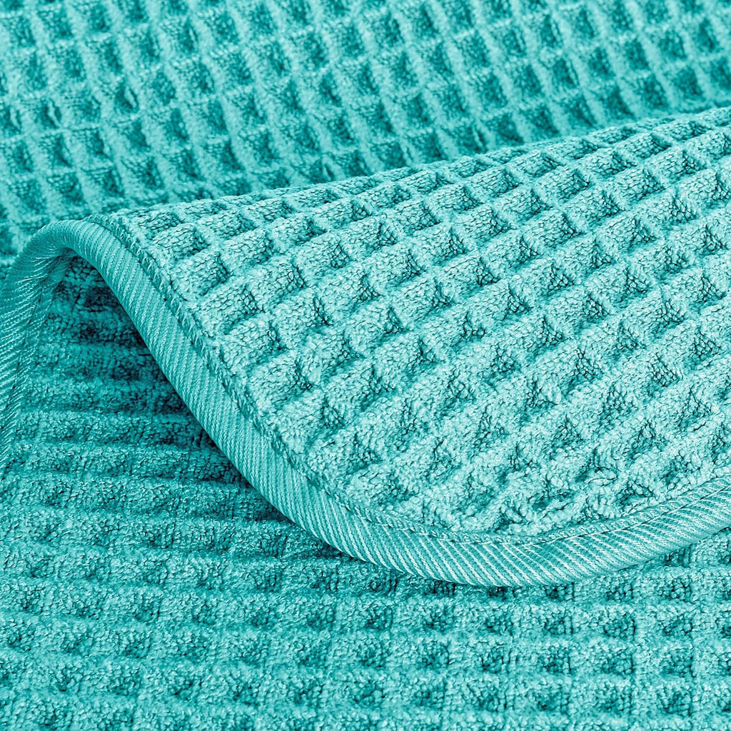 POLYTE Microfiber Lint Free Washcloth Face Towel, 13 x 13 in, 4 Pack (Waffle Weave)