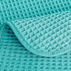 POLYTE Microfiber Lint Free Washcloth Face Towel, 13 x 13 in, 4 Pack (Waffle Weave)