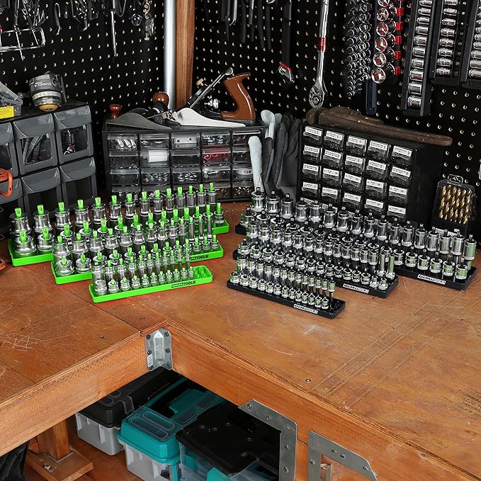 OEMTOOLS 22233 Tool Storage Organizer for SAE and Metric Socket, 6PC Socket Organizers for 1/4", 3/8", and 1/2" Drive Sockets, Optimize Toolbox Organization