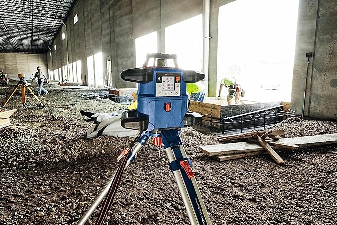 BOSCH GRL4000-80CHVK-S REVOLVE 18V Connected Self-Leveling Horizontal/Vertical Rotary Laser Kit, Includes Tripod, Grade Rod, Receiver, Battery Adapter, 4 D Batteries, Carrying Case, & Accessories