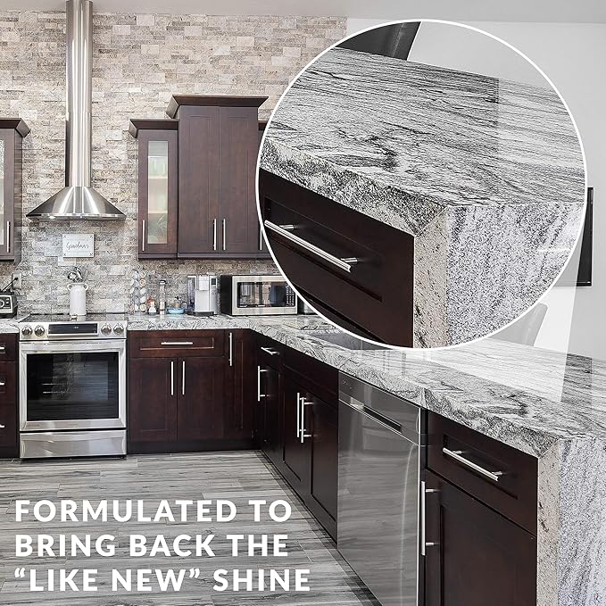 HOPE'S Perfect Countertop Cleaner and Polish - Streak-Free Multi Surface Cleaning Spray - Kitchen Spray for Granite, Quartz, Marble, Stone, Laminate, CORIAN, 22 Fl Oz, Pack of 1 with Microfiber Cloth