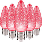 HLO Lighting Set of 500 Pink C9 Faceted LED Christmas Light Bulbs for Indoor & Outdoor Use | Durable Replacement Bulbs