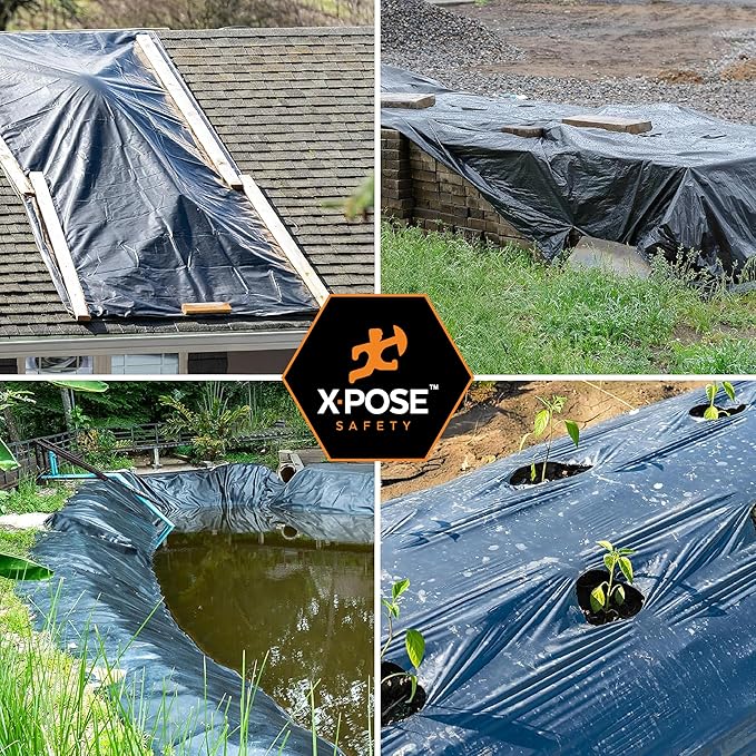 Xpose Safety Black Plastic Sheeting (Bulk Half Pallet 25 Pack) – 20' x 100' Rolls – Heavy Duty 3.4 Mil Poly Sheet – Waterproof, Dustproof, Vapor Barrier – for Construction, Painting, Industrial Use