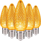 HLO Lighting Set of 500 Yellow C9 Faceted LED Christmas Light Bulbs for Indoor & Outdoor Use | Durable Replacement Bulbs