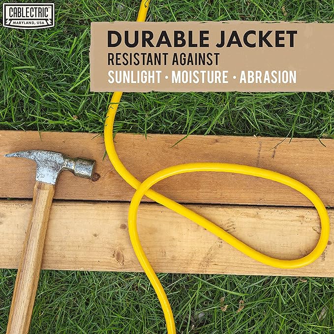 2 Pack 12 Gauge Outdoor Extension Cord 10 ft, 12/3 Heavy Duty Extension Cord 3 Prong Lighted End, SJTW Weatherproof Industrial Electrical Cable for Major Appliances, Proudly American Brand