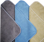 POLYTE Microfiber Cleaning Towel (16x24, 6 Pack, Professional, Blue,Camel,Gray)