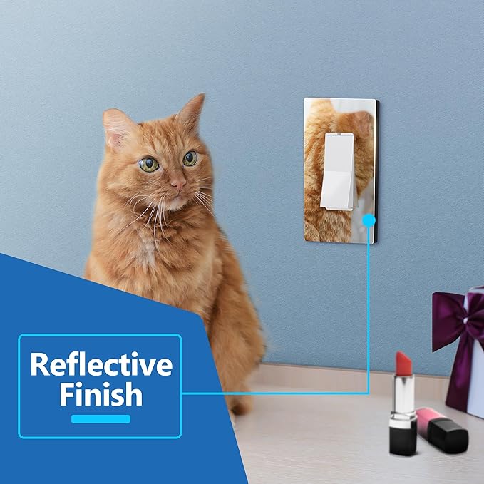 LIDER Decorator Wall Plate, Impact Resistant, Mirrored Acrylic, Plexiglass, Reflective Finish, Screwless Light Switch/Outlet Cover, UL Listed, Mid-Size 1-Gang 4.88" x 3.11", Silver, 2 Pack