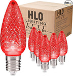 HLO Lighting Set of 500 Red C9 Faceted LED Christmas Light Bulbs for Indoor & Outdoor Use | Durable Replacement Bulbs