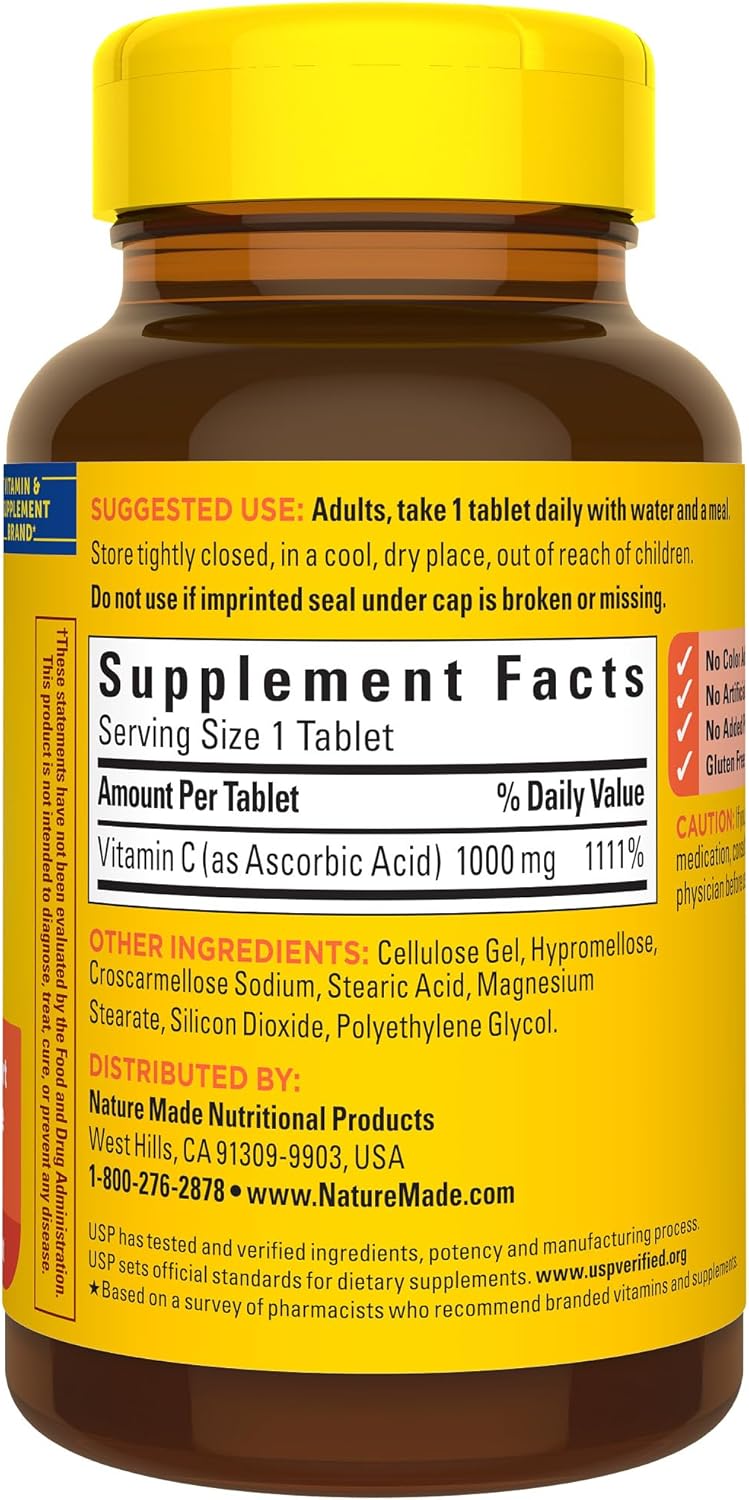 Nature Made Extra Strength Vitamin C 1000 mg, Dietary Supplement for Immune Support, 100 Tablets, 100 Day Supply